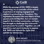 Message from CAIR-AZ Executive Director Azza Abuseif on H.R. 9495